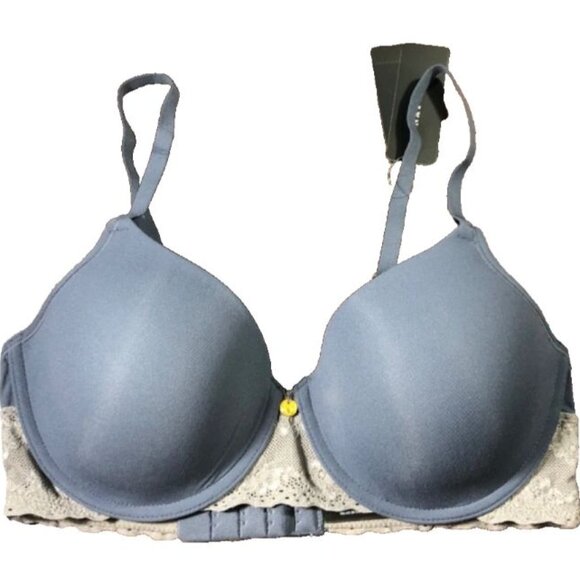 Natori Bliss Perfection Full Cover Lace Anchor/Ash Blue Bra 34C - Picture 1 of 10